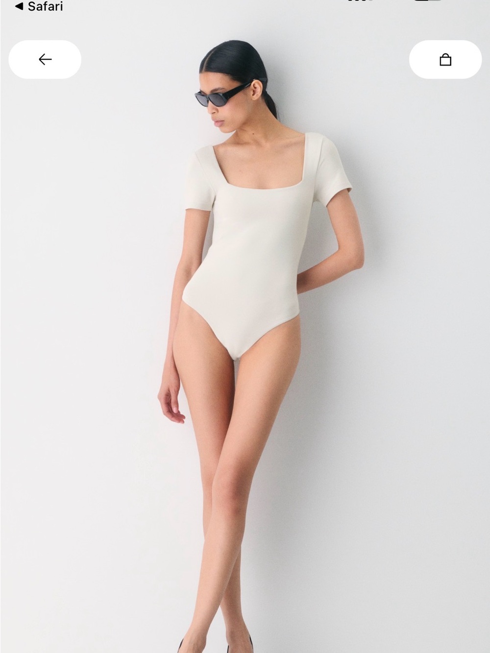 Aritzia - Original Contour Manner Squareneck Bodysuit - Matte Pearl - Size XS